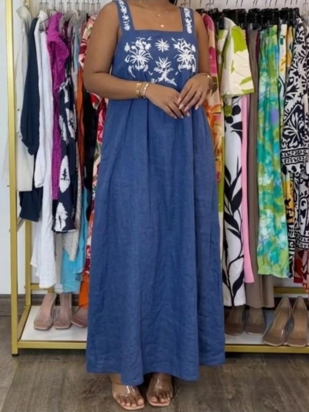 Blue Embroidered Maxi Dress - Effortless Summer Style